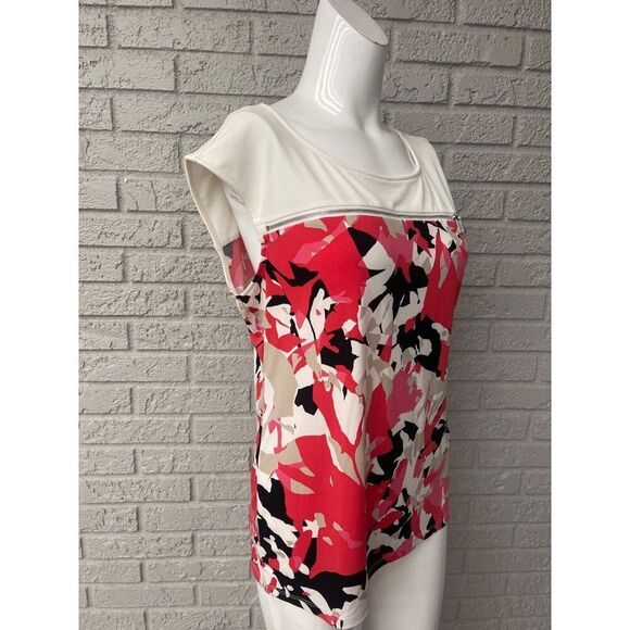 Calvin Klein Women Cream Multicolored Zip Accent Top Size M - Picture 6 of 9